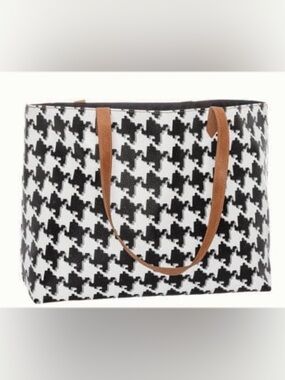 NEW Thirty-One Modern Tote Black & White Houndstooth Bag Purse